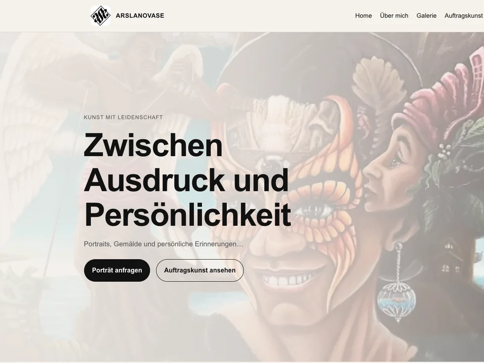 Vollständiger Above-the-Fold-Bereich der neu entwickelten ASE-Art-Website